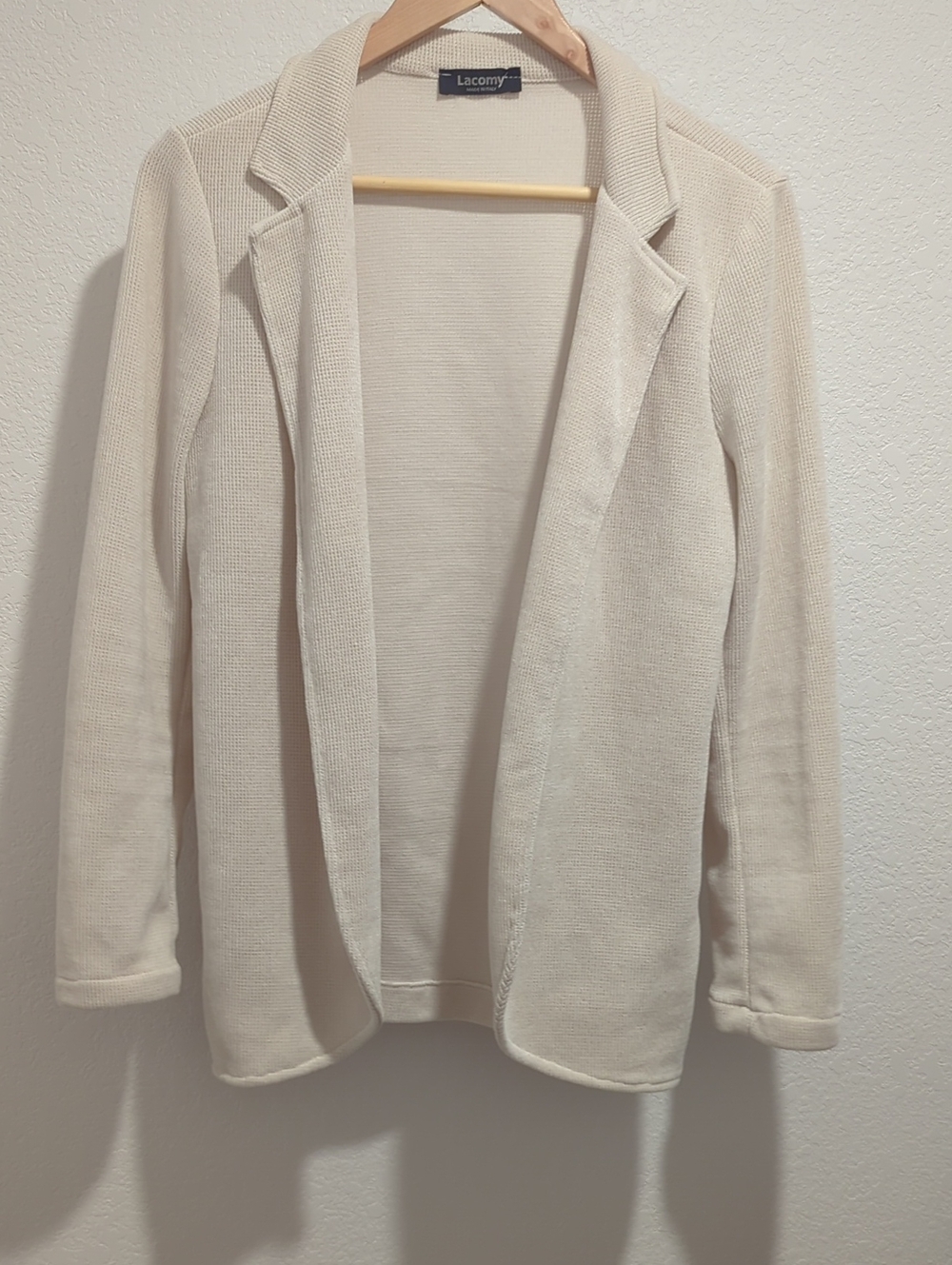 Lacomy Cream Textured Knit Blazer Made in Italy Women's